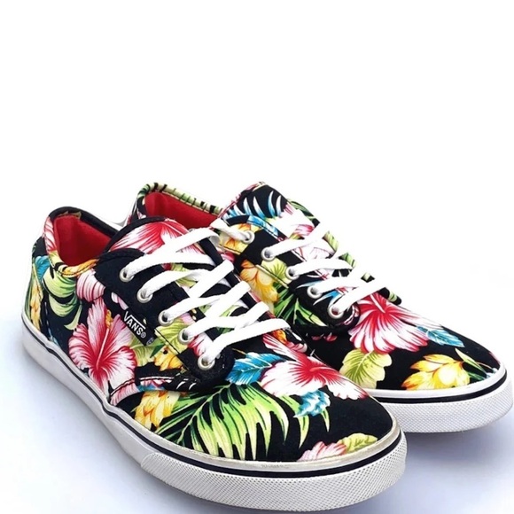 Vans Authentic Hawaiian Floral Skate Shoes Prints Pink Blue Womens 10 - Picture 1 of 2